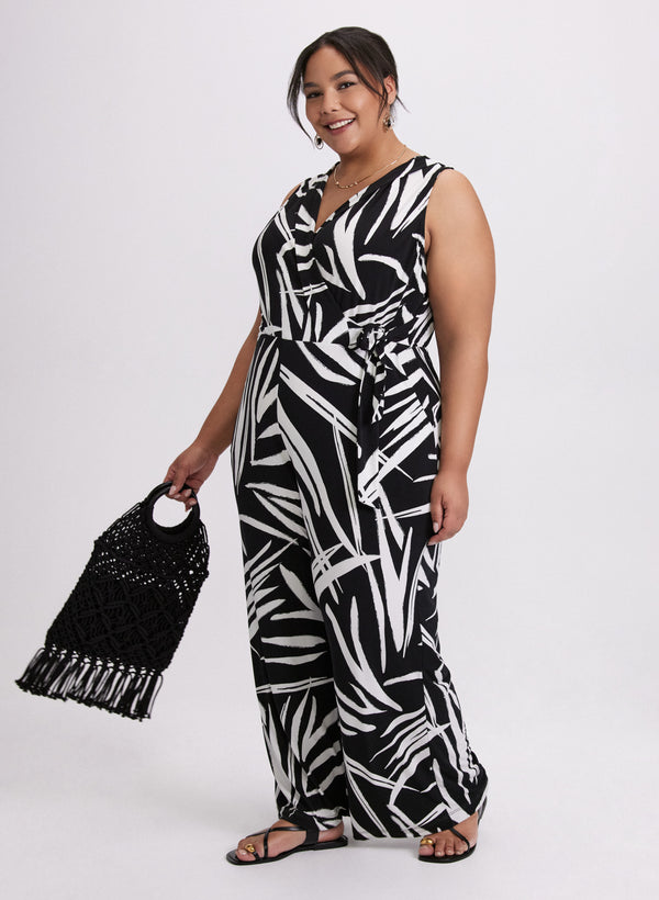 laura Geometric Print Cross-Neck Jumpsuit