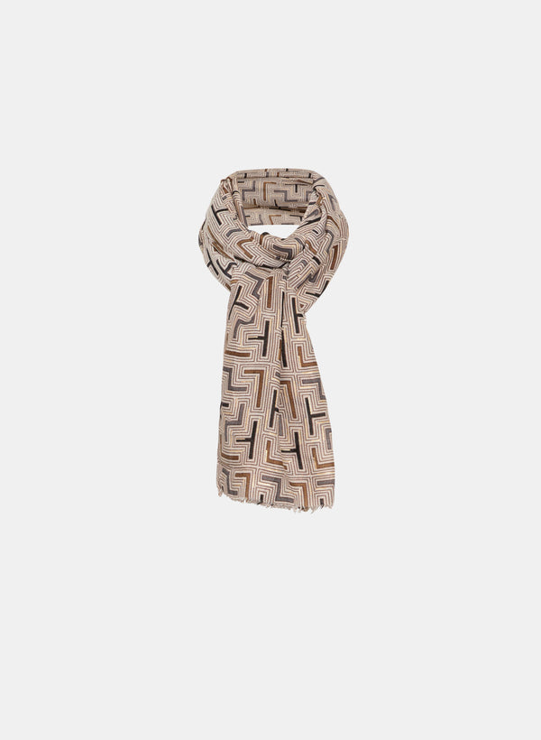 laura Geometric Print Fringe Detail Scarf