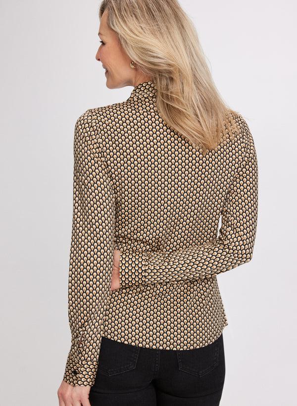 Laura Geometric Print Polo Top