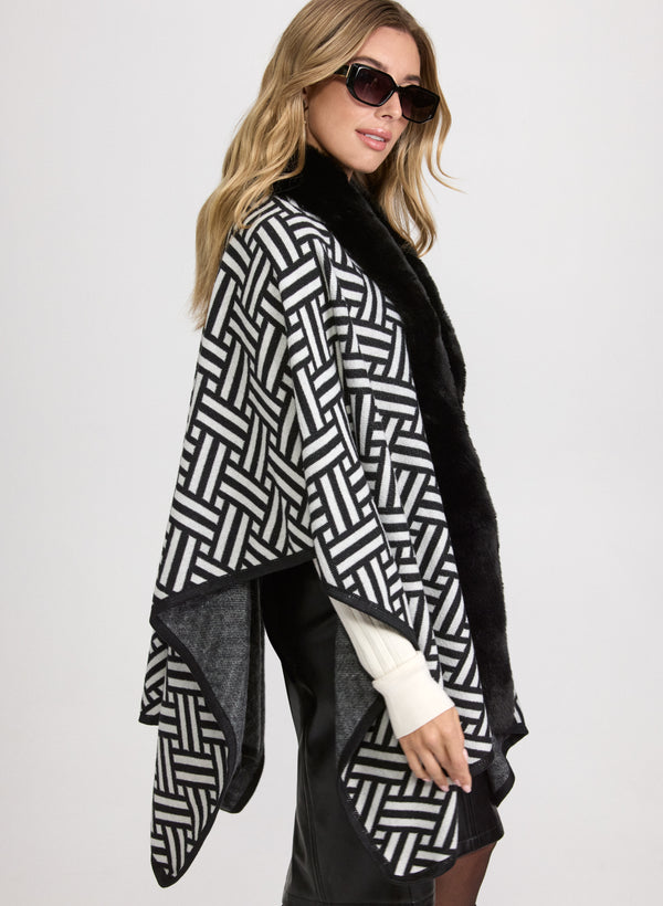 Laura Geometric Print Poncho