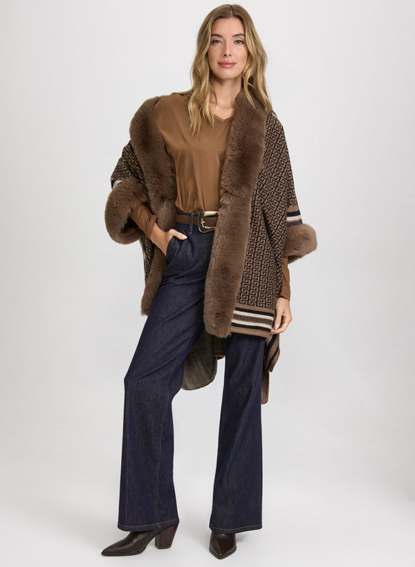 Laura Geometric Print Poncho