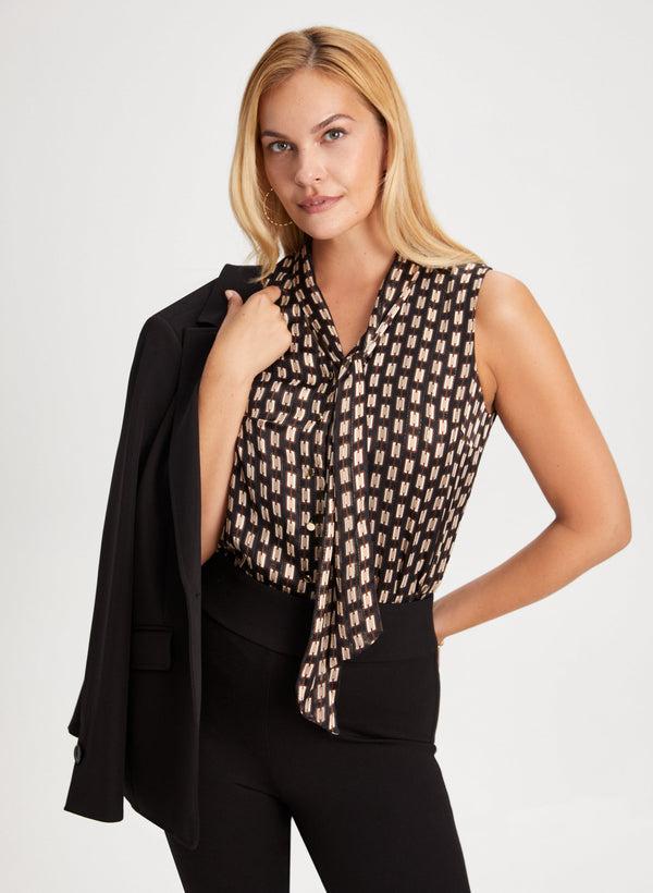 Laura Geometric Print Sleeveless Blouse