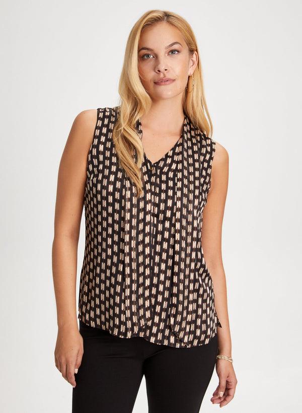laura Geometric Print Sleeveless Blouse