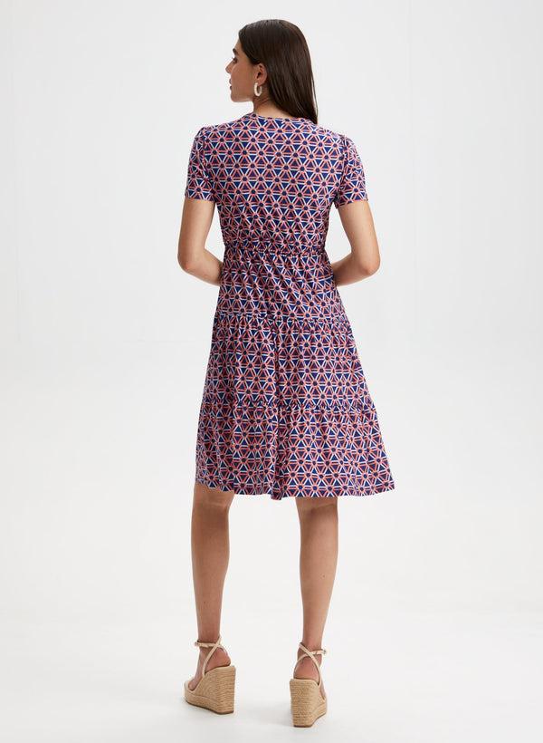 Laura Geometric Print Tiered Midi Dress