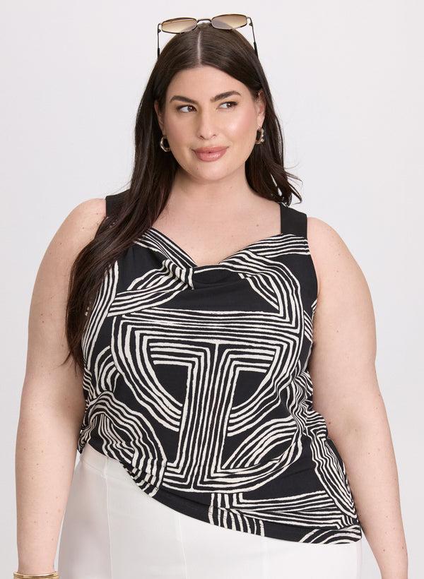 laura Geometric Stripe Print Top