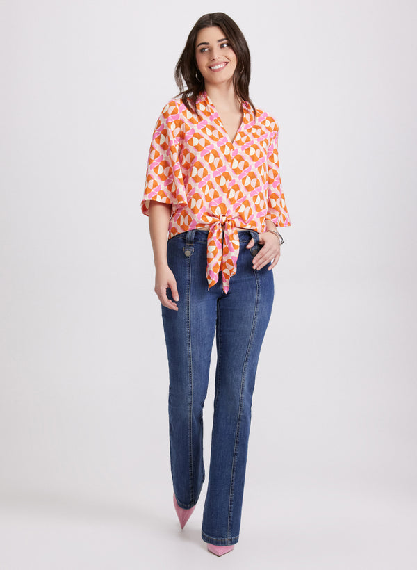 Laura Geometric Tie Blouse