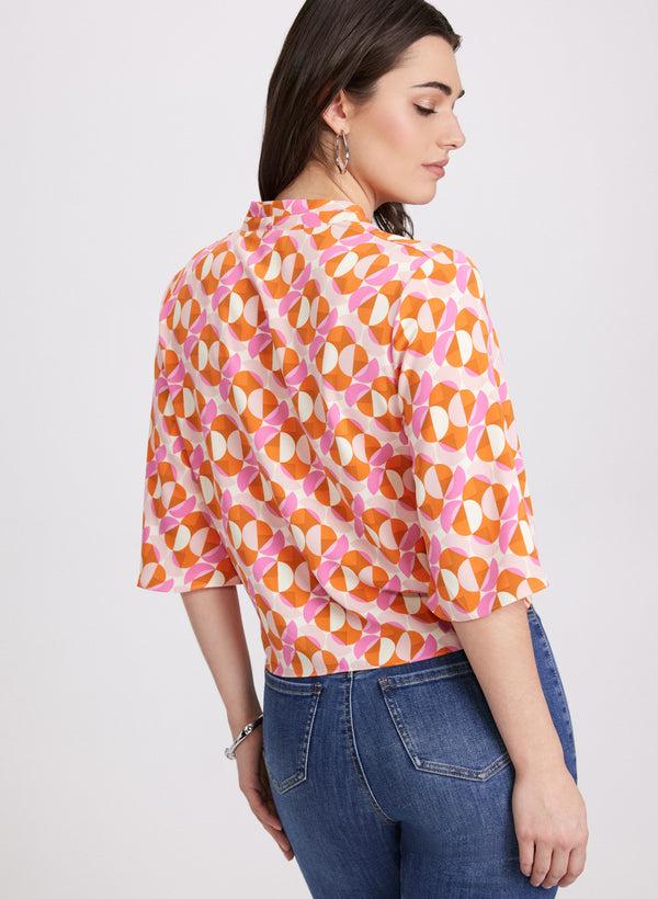 Laura Geometric Tie Blouse