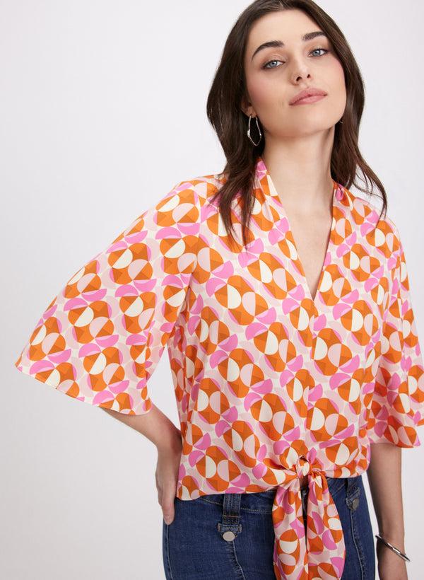 laura Geometric Tie Blouse