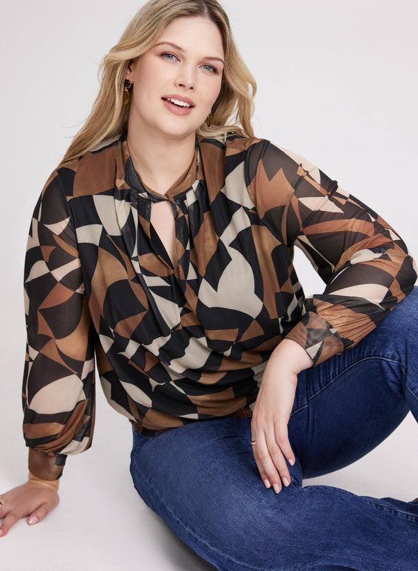 laura Geometric Twist-Neck Top
