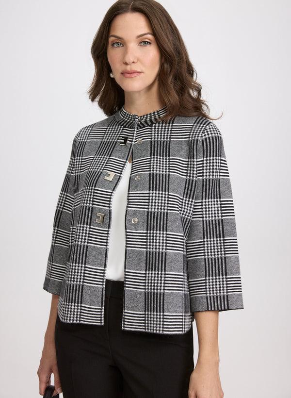 laura Glen Check Swing Cardigan