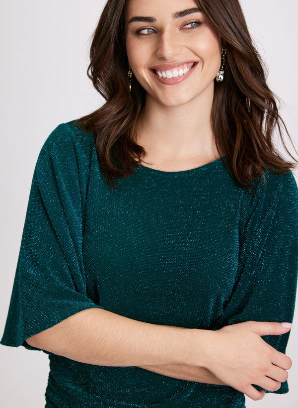 laura Glitter Elbow Sleeve Top