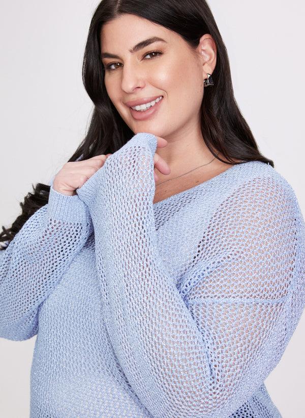 Laura Glitter Knit Open Weave Sweater