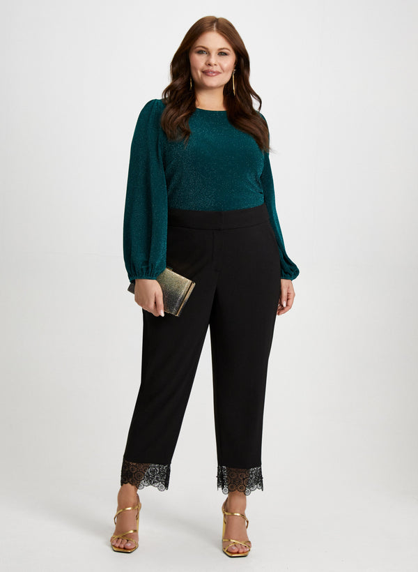laura Glitter Top & Lace Trim Pants