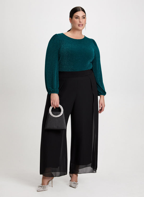 laura Glitter Top & Wide Leg Chiffon Pants