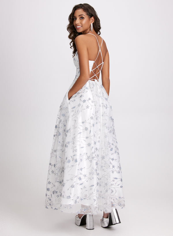 Laura Glittery Floral Tulle Dress