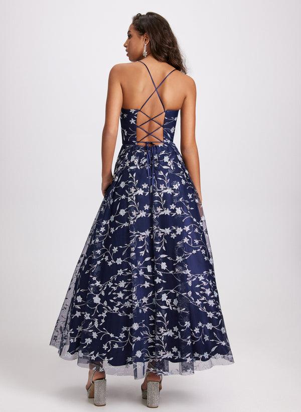 Laura Glittery Floral Tulle Dress