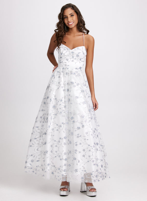 laura Glittery Floral Tulle Dress