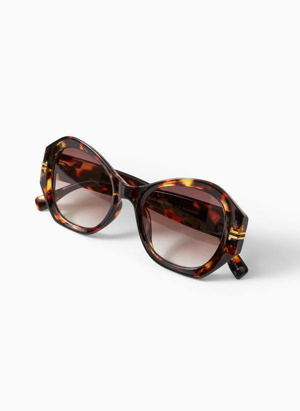 laura Gold Metallic Stripe Detail Sunglasses