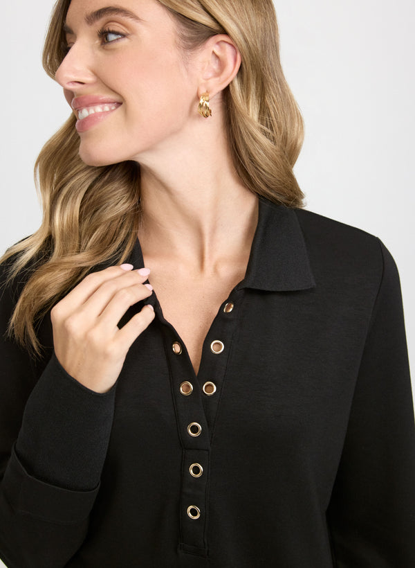 Laura Grommet Placket Top