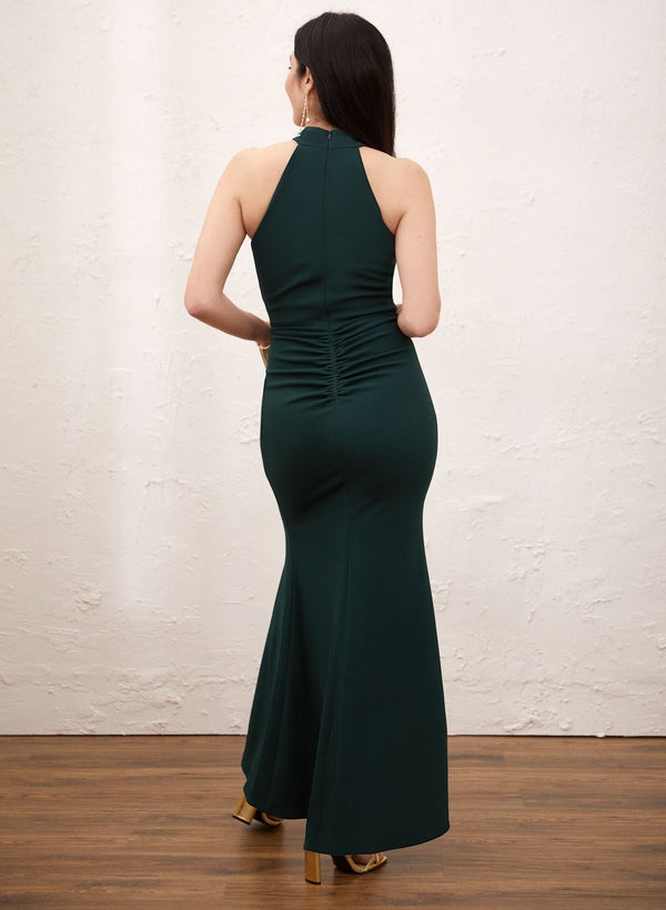 Laura Halter Mock Neck Ruffle Dress