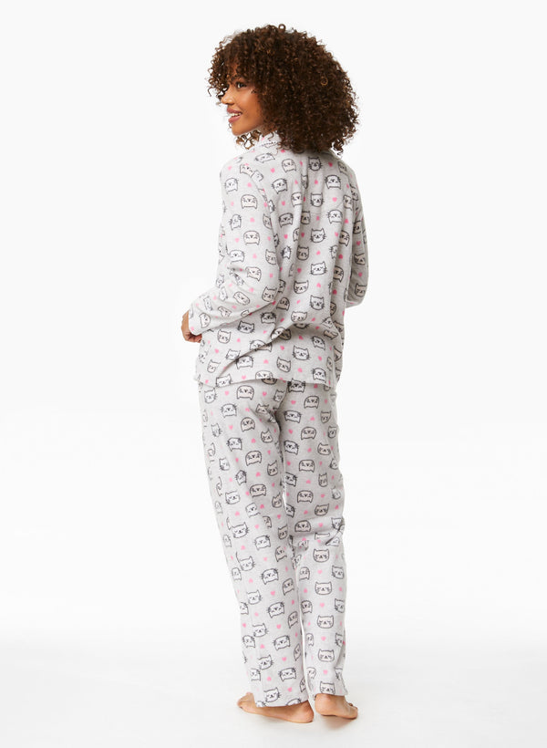 Laura Heart & Cat Print Pyjama Set