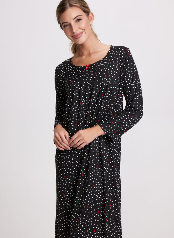 Laura Heart & Polka Dot Print Nightgown