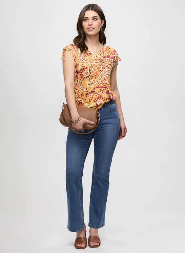 Laura Heathered Paisley Print T-Shirt