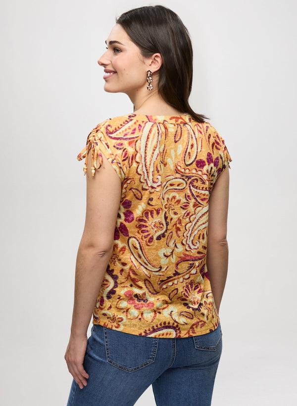 Laura Heathered Paisley Print T-Shirt