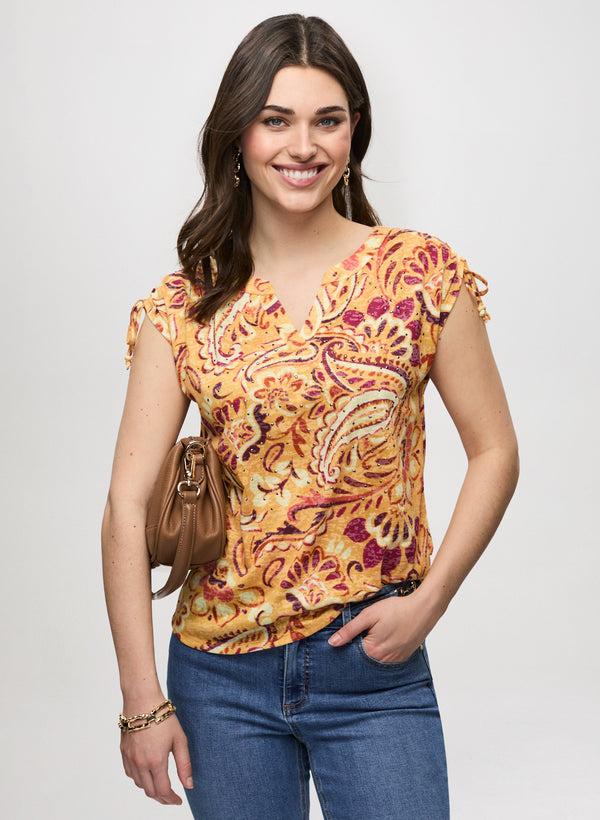 laura Heathered Paisley Print T-Shirt