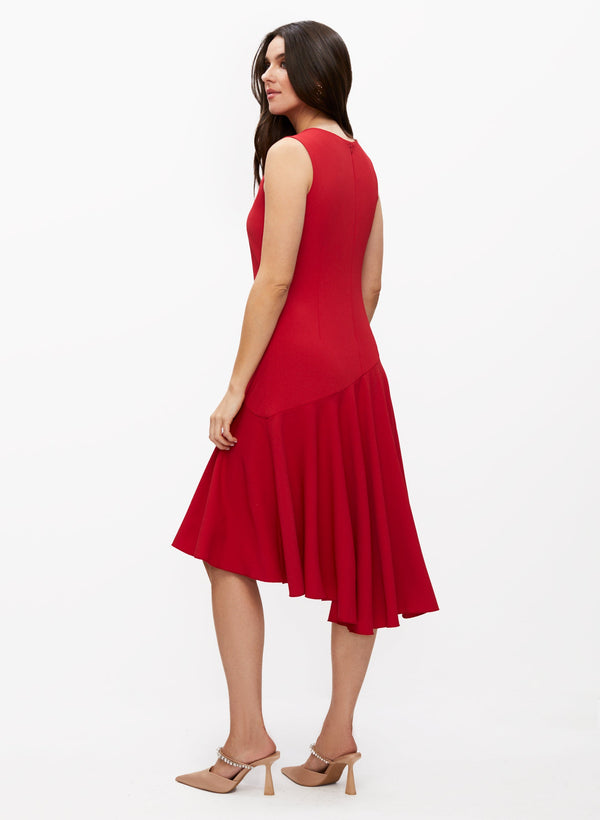 Laura High-Low Ruche Detail Dress