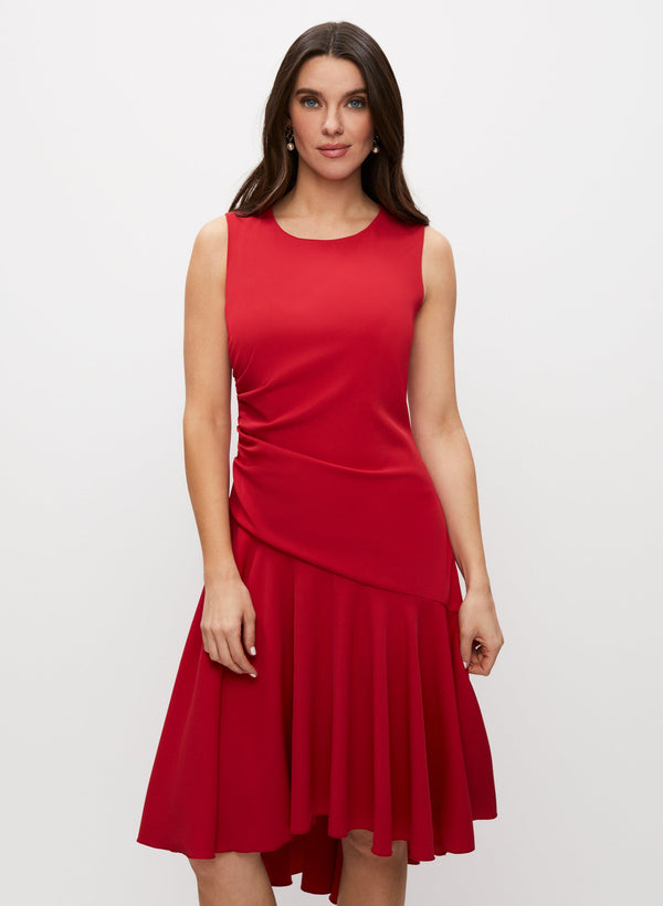 Laura High-Low Ruche Detail Dress