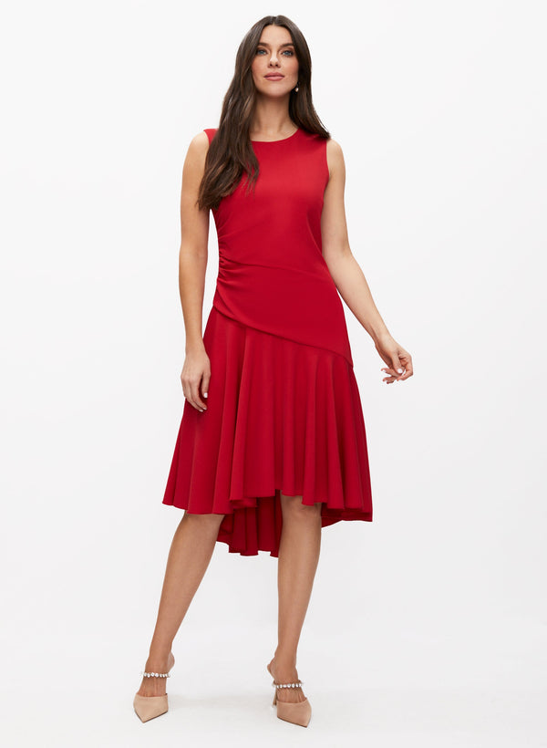 laura High-Low Ruche Detail Dress