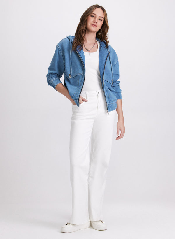 Laura Hooded Denim Bomber Jacket