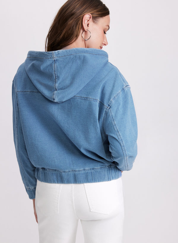 Laura Hooded Denim Bomber Jacket