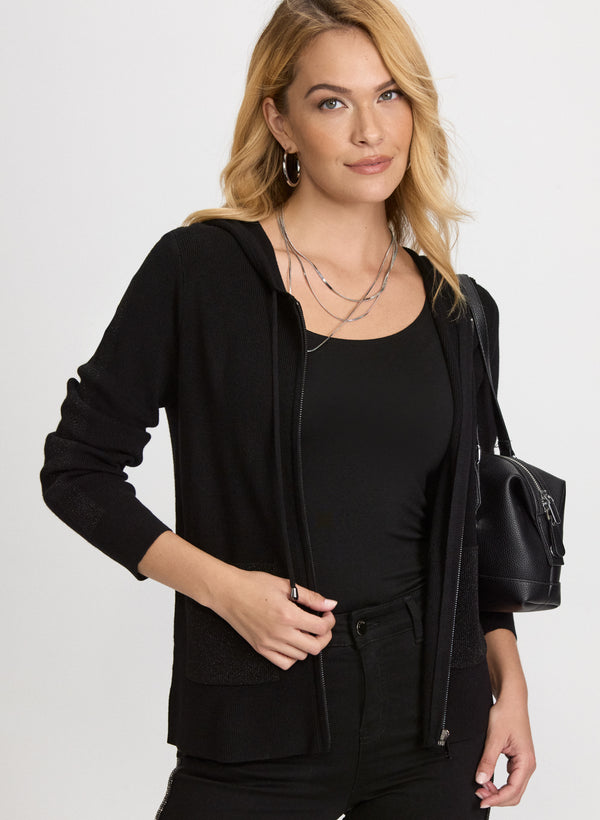 laura Hooded Zip-Front Sweater