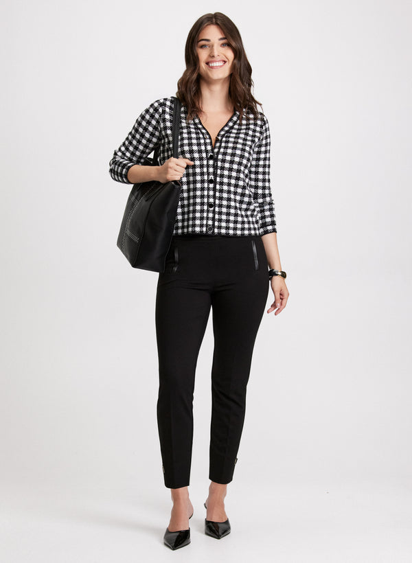 Laura Houndstooth Print Button-Up Cardigan
