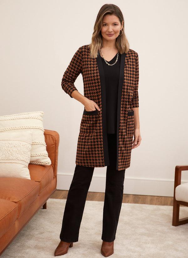 Laura Houndstooth Print Cardigan