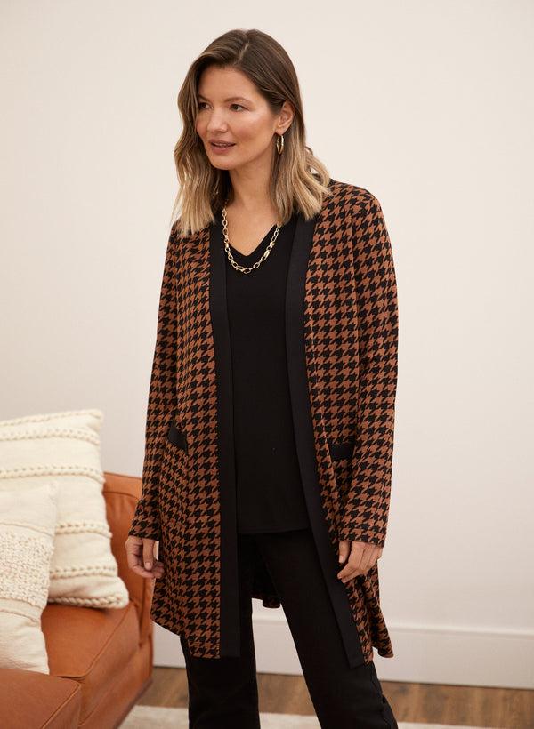 laura Houndstooth Print Cardigan