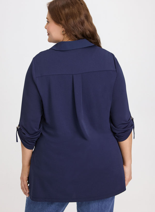 Laura Jersey Button-Down Blouse