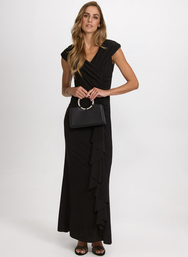 laura Jersey Waterfall Ruffle Dress