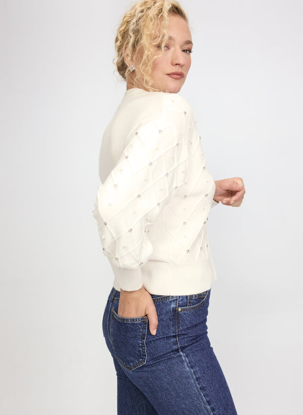 Laura Jeweled Button-Down Cardigan