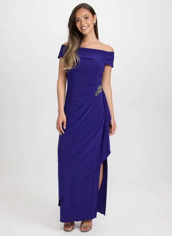 laura Jeweled Detail Off-Shoulder Dress