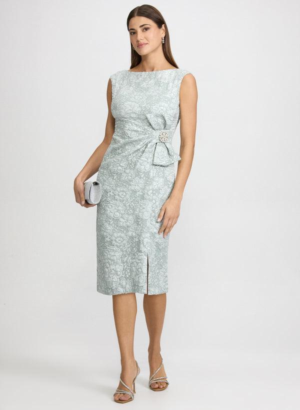 laura Jeweled Floral Jacquard Dress