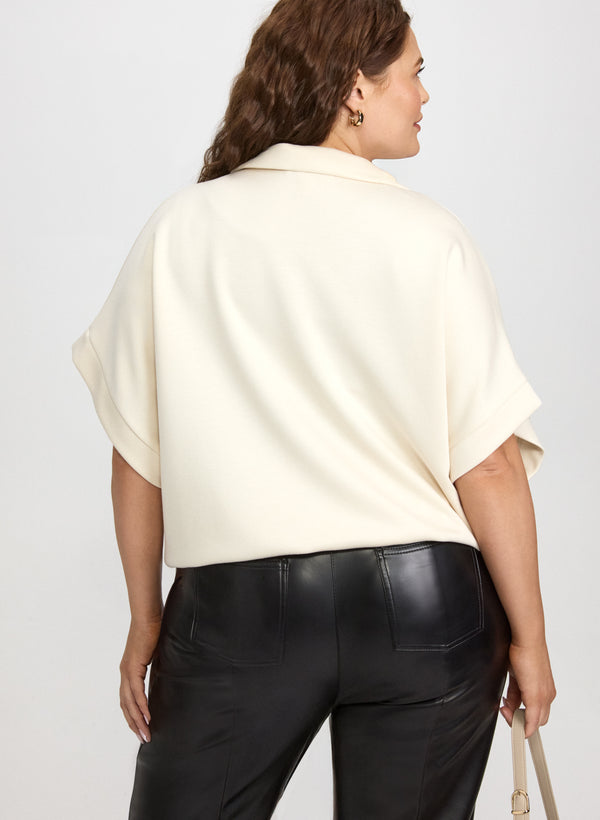 Laura Joseph Ribkoff - Dropped Shoulder Zip-Up Top