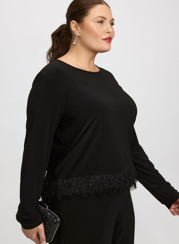 Laura Joseph Ribkoff - Faux-Feather Trim Top