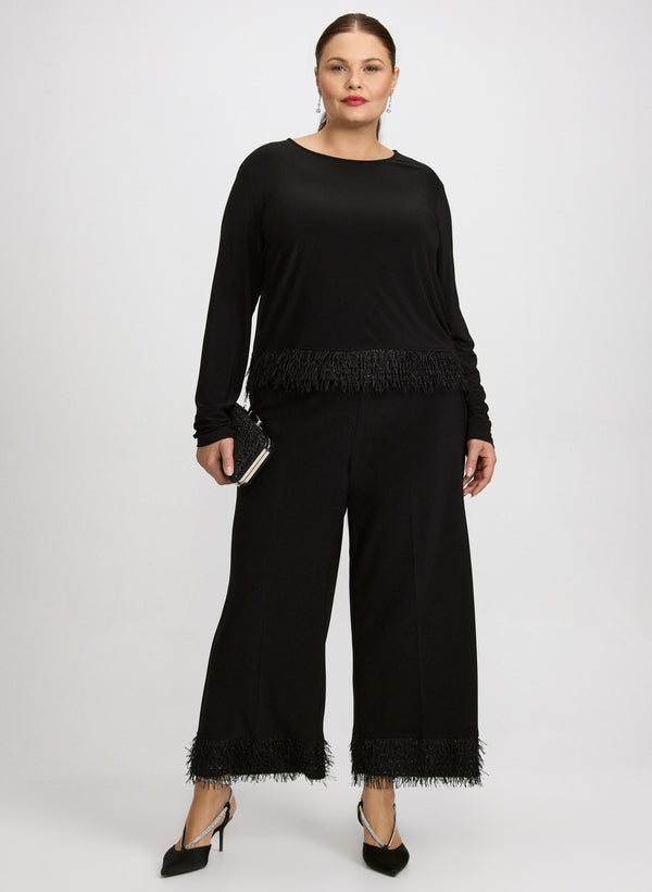 Laura Joseph Ribkoff - Faux-Feather Trim Top