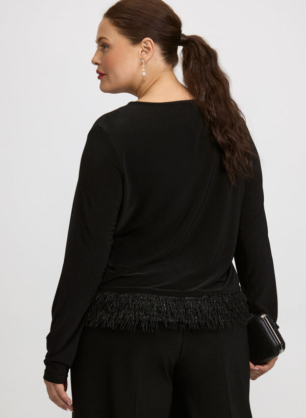 Laura Joseph Ribkoff - Faux-Feather Trim Top