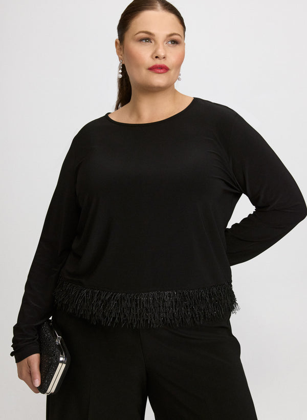 laura Joseph Ribkoff - Faux-Feather Trim Top