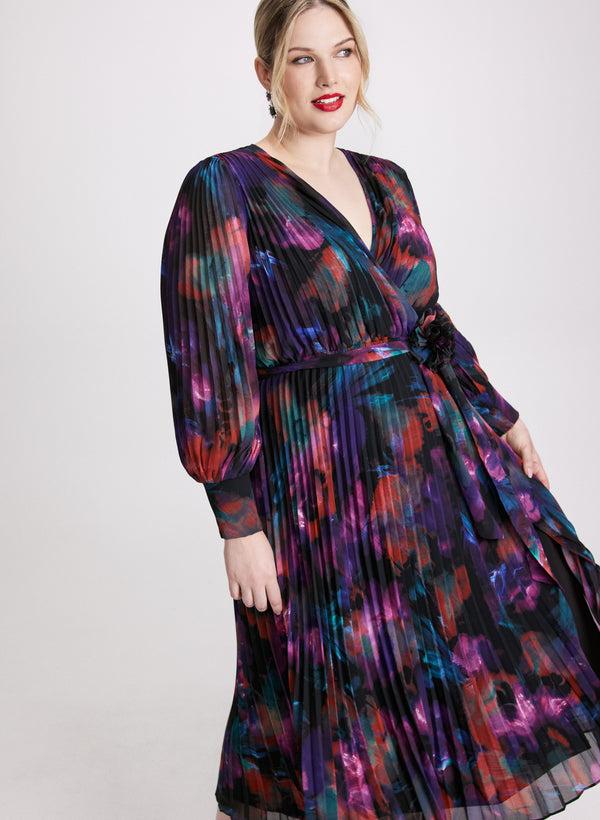 Laura Joseph Ribkoff - Floral Plissé Midi Dress