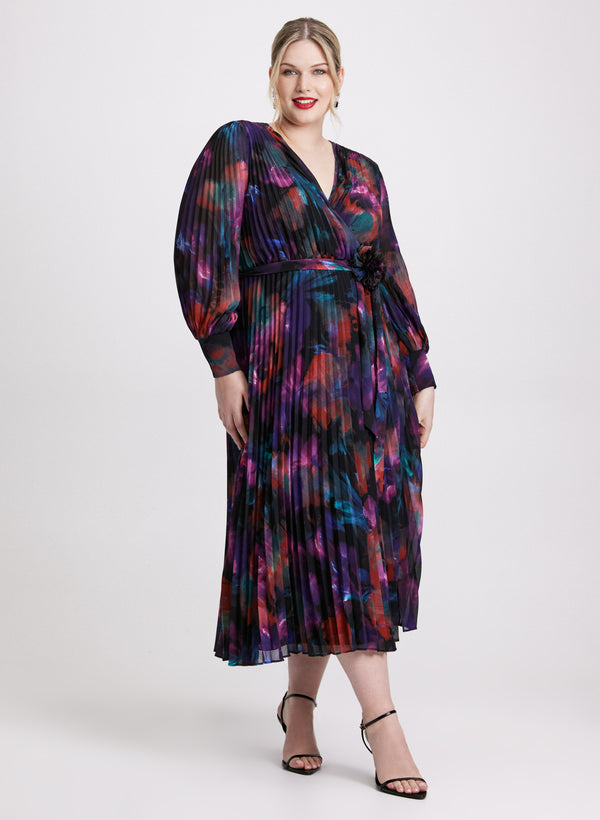 laura Joseph Ribkoff - Floral Plissé Midi Dress